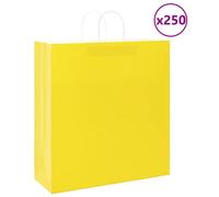 vidaXL Paper Bags 250 pcs with Handles Yellow 45x17x48 cm