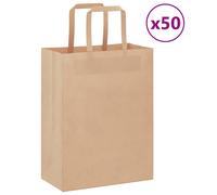 vidaxl kraft paper bags with handles brown 50 pcs gift shopping carrier 21x11x28 cm durable recyclable eco packaging