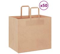vidaXL Paper Bags 50 pcs with Handles Brown 32x22x28 cm