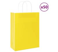 vidaXL Paper Bags 50 pcs with Handles Yellow 26x12x35 cm