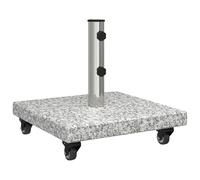vidaXL Parasol Base 30 kg Gery Granite Square | Comes with wheels for easy moving, Built to securely hold heavier items, Textured grey granite finish adds to your decor