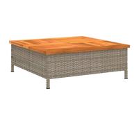 vidaXL Parasol Base Cover/Coffee Table in Grey Poly Rattan with Acacia Wood Top - Garden and Patio Furniture 70x70x25 cm