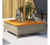 Parasol Base Cover Coffee Table Grey 70x70x25 cm PE Rattan Acacia Wood Outdoor