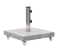 vidaXL Parasol Base Granite 30kg - Square Grey Stand Umbrella Holder, Stable with 4 Castors for Garden/Patio Use, Fits Ø38/48mm Poles