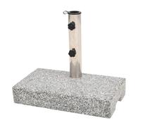vidaXL Granite Parasol Base 25 kg - Grey Umbrella Stand Holder for Outdoor/Garden, Stainless Steel Tube, Includes Adapters for 38/48 mm Poles