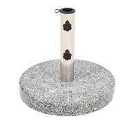 vidaXL Parasol Base in Round Grey Granite - Heavy Duty 20kg Weight with Stainless Steel Tube - Suitable for 38-48mm Parasol Poles - Easy Assembly & Fit
