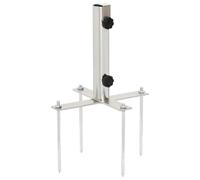 vidaXL Parasol Base with Ground Spikes for Ø32-38 mm, Patio Umbrella Holder Stand for Deck Balcony, Outdoor Umbrella Base for Parasols, Silver Steel