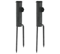 vidaXL Parasol Stands with Spikes Lawn Umbrella Holder 2 pcs Galvanised Steel
