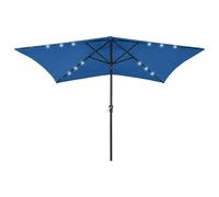 vidaXL Parasol with LEDs and Steel Pole Azure Blue 2x3 m UK
