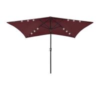 vidaXL Parasol with LEDs and Steel Pole Bordeaux Red 2x3 m UK HOT
