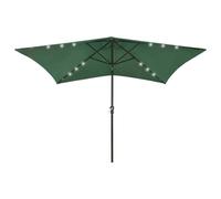 vidaXL Parasol with LEDs and Steel Pole Green 2x3 m UK HOT