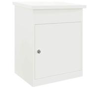 vidaXL Parcel Box White Steel 44 x 35 x 59 cm Waterproof with Cam Lock Matte Surface for Outdoors Secure Mailbox with Hinged Door and Wall Mounted