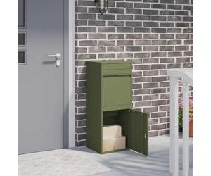vidaXL Parcel Drop Box with Storage Olive green 41 x 38 x 103 cm Steel