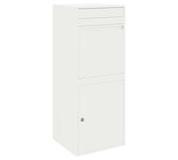 Parcel Drop Box White Steel 41 x 38 x 103 cm Waterproof Outdoor Lockable Secure