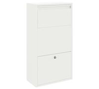 vidaXL Parcel Drop Box with Storage White 44 x 22 x 82 cm Steel, Garden and Terrace, Contemporary Design, Weatherproof Drop Box, Elegant Parcel Storage, Secure Mailbox, Steel Frame