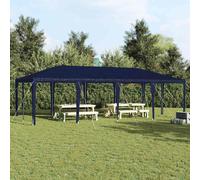 Party tent 8x4m Blue Polyethylene with Steel Frame Collapsible Garden Shelter XL