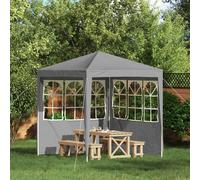VidaXL Party Tent Sidewall 2 Pcs 200 X 195 Cm Light Grey PE And Steel