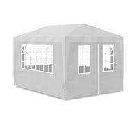 vidaXL Party Tent - UV and Water-Resistant Garden Marquee with Steel Frame, Decorative Windows, and Zip Door - White, 4x3m