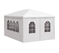 vidaXL Party Tent - UV and Water-Resistant Garden Marquee with Steel Frame, Decorative Windows, and Zip Door - White, 4x3m