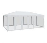 vidaXL Party Tent with 10 Mesh Sidewalls Gazebo Canopy Marquee White HDPE