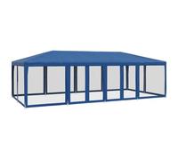vidaXL Party Tent with 12 Mesh Sidewalls Blue 8x4 m HDPE