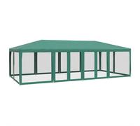 vidaXL Party Tent with 12 Mesh Sidewalls Gazebo Canopy Marquee Green HDPE