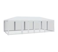 vidaXL Party Tent with 12 Mesh Sidewalls Gazebo Canopy Marquee White HDPE