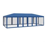 vidaXL Party Tent with 12 Mesh Sidewalls Party Gazebo Canopy Marquee Blue HDPE