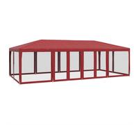 vidaXL Party Tent with 12 Mesh Sidewalls Party Gazebo Canopy Marquee Red HDPE