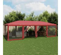 vidaXL Party Tent with 12 Mesh Sidewalls Red 8x4 m HDPE