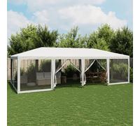 vidaXL Party Tent with 12 Mesh Sidewalls White 8x4 m HDPE