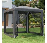 Party Tent Anthracite 2.5x2.5m PE Roof 100% Polyester Mesh Walls Iron Frame Door