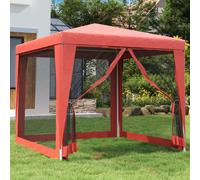vidaXL Party Tent with 4 Mesh Sidewalls Red 2.5x2.5 m HDPE, Red