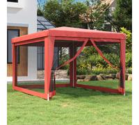 vidaXL Party Tent with 4 Mesh Sidewalls Red 3x4 m HDPE