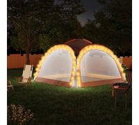 vidaXL Party Tent with LED and 4 Sidewalls 3.6x3.6x2.3 m Grey&Orange