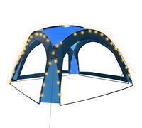 vidaXL Party Tent with LED and 4 Sidewalls Blue Garden Camping Canopy Gazebo