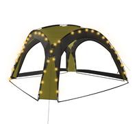 vidaXL Party Tent with LED and 4 Sidewalls 3.6x3.6x2.3 m Green UK HOT