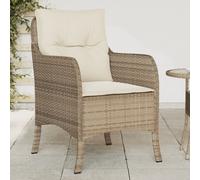 vidaXL Patio Chairs with Cushions 2 pcs Beige Poly Rattan