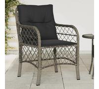 vidaXL Patio Chairs with Cushions 2 pcs Gray Poly Rattan