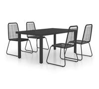 vidaXL Patio Dining Set 5 Piece Garden Dinner Dinette Table Chair Balcony Backyard Terrace Outdoor Home Decor Seating Furniture PVC Rattan Black