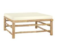 vidaXL Patio Footrest with Cream White Cushion Bamboo