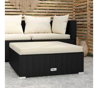 vidaXL Patio Footrest with Cushion Black 27.6""x27.6""x11.8"" Poly Rat
