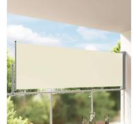Side Awning Cream 120x300 cm PU-coated fabric & powder-coated iron grey retract