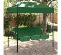 vidaXL Patio Swing Bench with Canopy GreenSteel