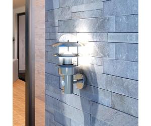 vidaXL Patio Wall Light Stainless Steel with Motion Sensor Outdoor Garden Lamp