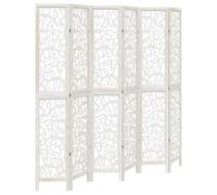 vidaXL Paulownia Room Divider, 6-Piece Screen with Filigree Pattern, Divider for Bedroom, Living Room, Office, Room Divider, White Solid Wood