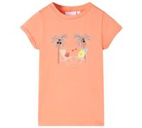 vidaXL Peach Kids' T-Shirt with Cartoon Design, Comfortable Cotton Blend, Size 140 Suitable for 9-10 Years, Easy to Clean