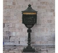 vidaXL Pedestal Letterbox Aluminium Vintage Style Rustproof Green