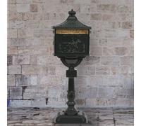 vidaXL Pedestal Letterbox Aluminium Vintage Style Rustproof Green Standing Box
