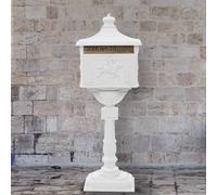 vidaXL Pedestal Letterbox Aluminium Vintage Style Rustproof White